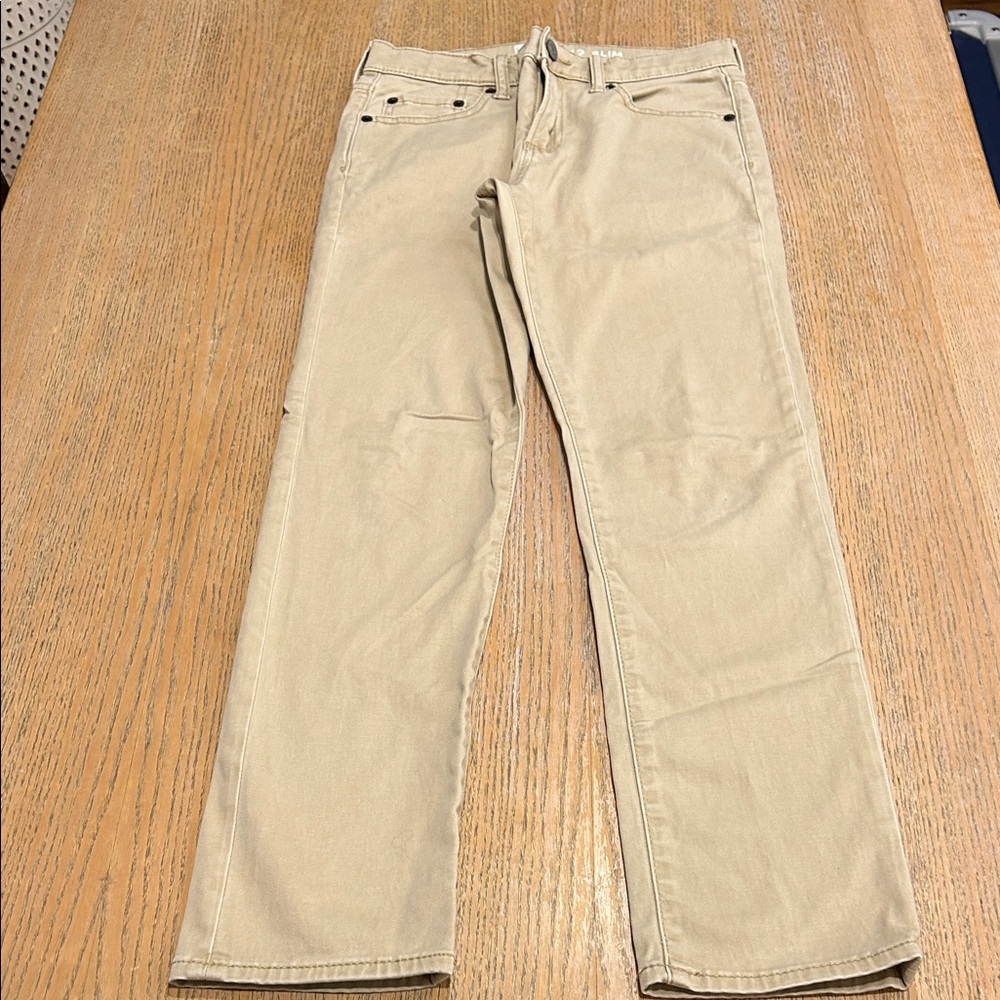 GAP Boys Slim Cotton Sateen Pants in Khaki